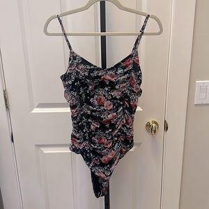 Free Press Ruched Floral Bodysuit NEW